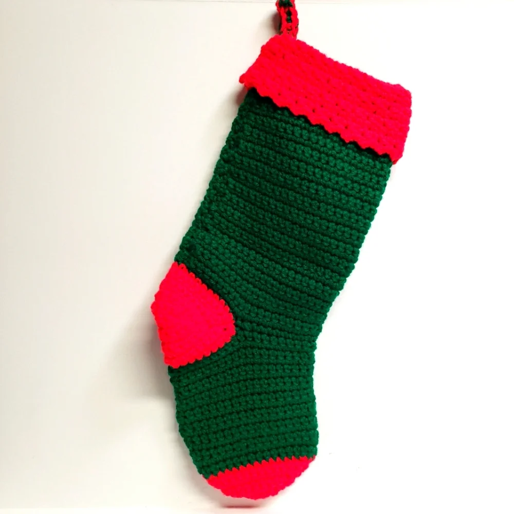 Vintage Handmade Crochet Christmas Stocking Holiday Decor - Picture 2 of 6